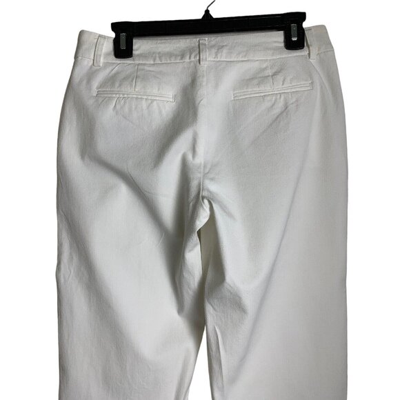 Halogen Womens Sz 4 S Capri Stretch Crop Pants Cotton Mid Rise White 6949 - Picture 5 of 7